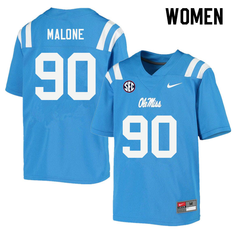 Women #90 Tywone Malone Ole Miss Rebels College Football Jerseys Sale-Power Blue